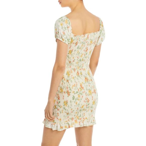 LOST + WANDER Big Escape Off The Shoulder Mini Dress in Smocked Florals Size L - Picture 4 of 9